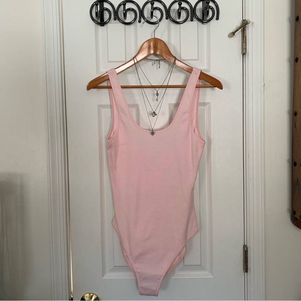 Retro American Apparel Pink Ribbed Bodysuit - Picture 2 of 7